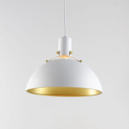 Maxim Lighting 12042WTSBR Dawn Pendant White with Satin Brass Interior - Side Profile View