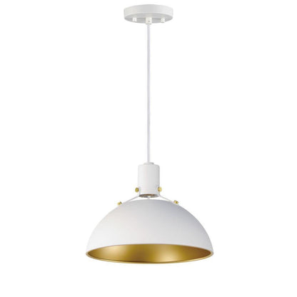 Maxim Lighting 12042WTSBR Dawn 1 Light 12 Inch White with Satin Brass Dome Pendant Ceiling Light - Full View