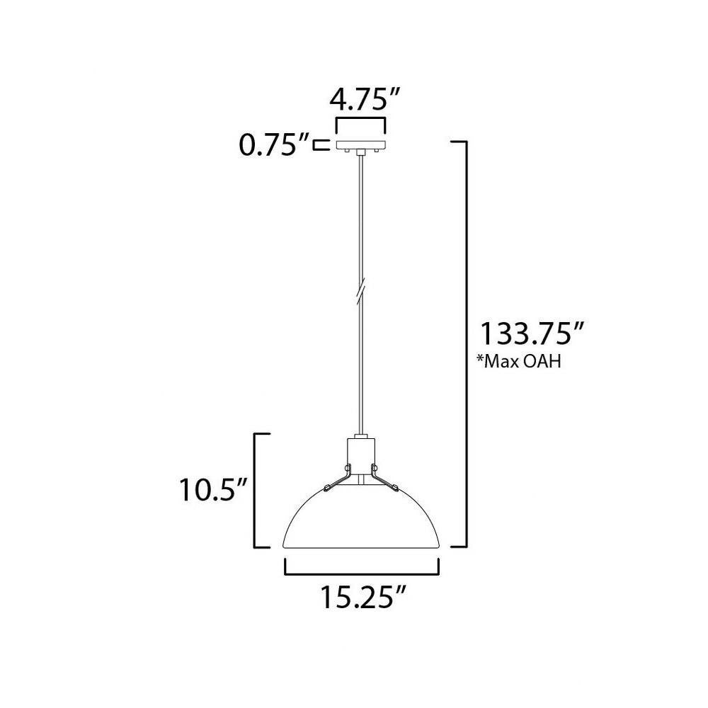 Maxim Lighting 12045ABBK Dawn Pendant Ceiling Light Dimensions Diagram