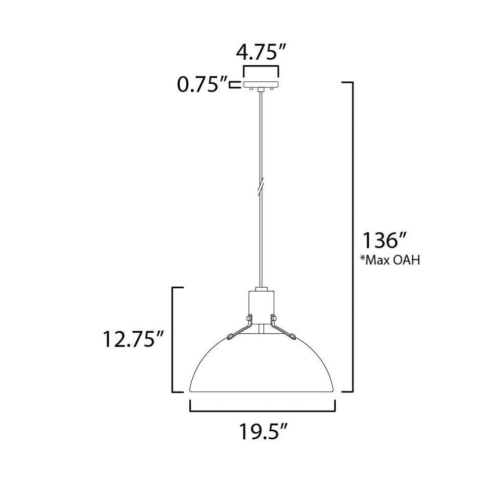 Maxim Lighting 12048ABBK Dawn Pendant Ceiling Light Dimensions Diagram