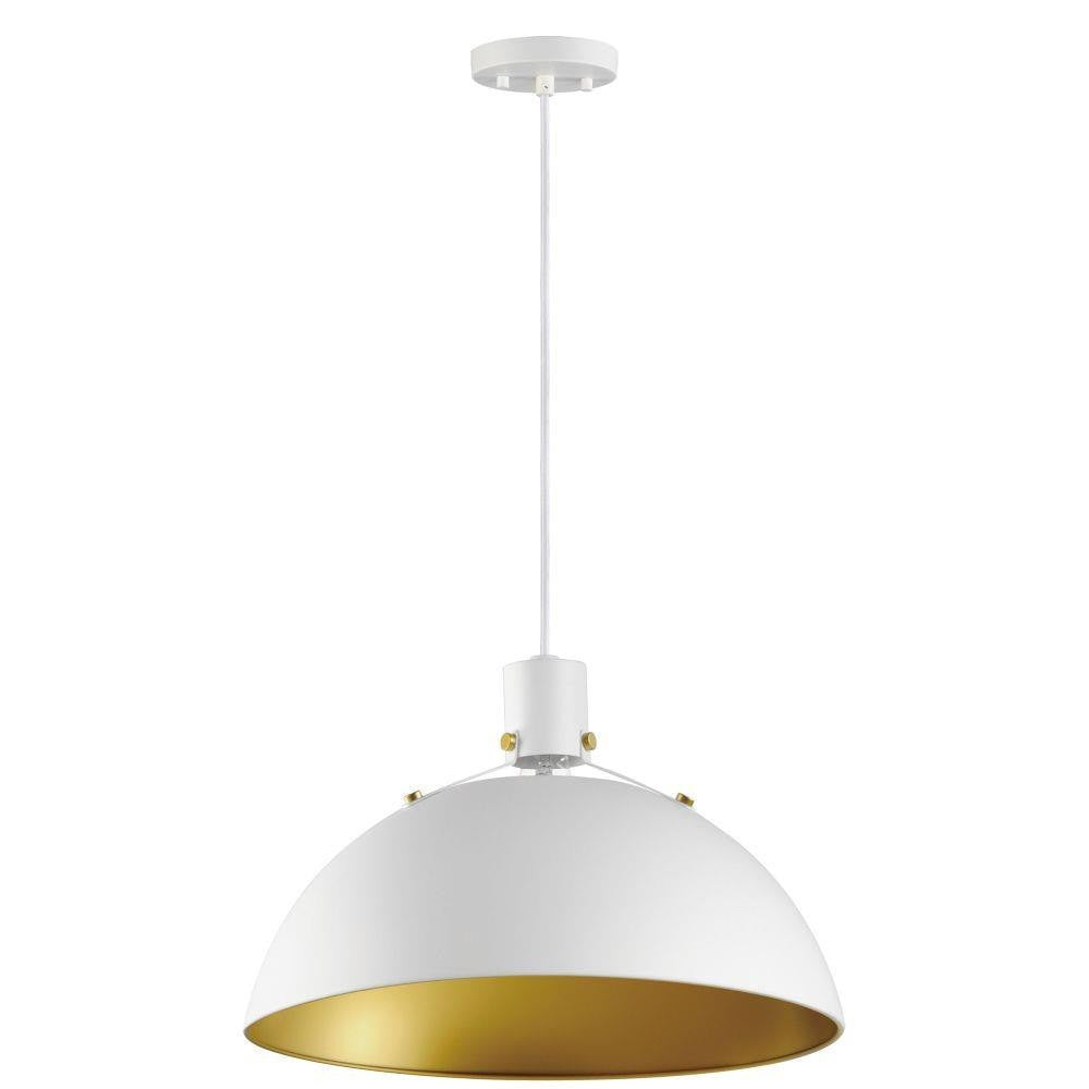 Maxim Lighting 12048WTSBR Dawn 1 Light 19.5 inch White/Satin Brass Pendant Ceiling Light