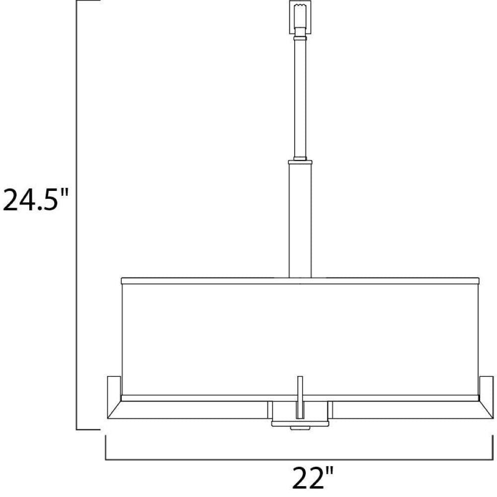 Maxim Lighting 12053WTSN Nexus Foyer Pendant line drawing dimensions 22 inches wide by 24.5 inches high