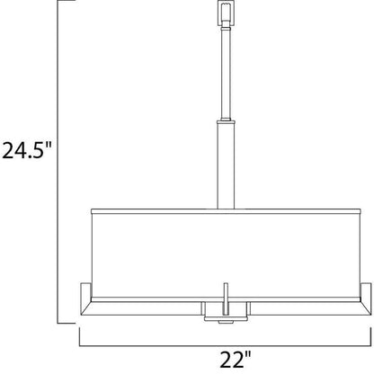Maxim Lighting 12053WTSN Nexus Foyer Pendant line drawing dimensions 22 inches wide by 24.5 inches high