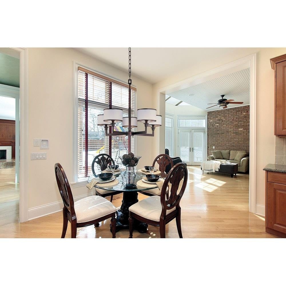 Maxim Lighting 12055WTSN Nexus 5 Light Satin Nickel Chandelier - Lifestyle Dining Room Setting
