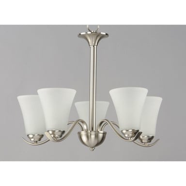 Maxim Lighting Vital 5 Light Chandelier Satin Nickel Full View with Frosted Glass Shades