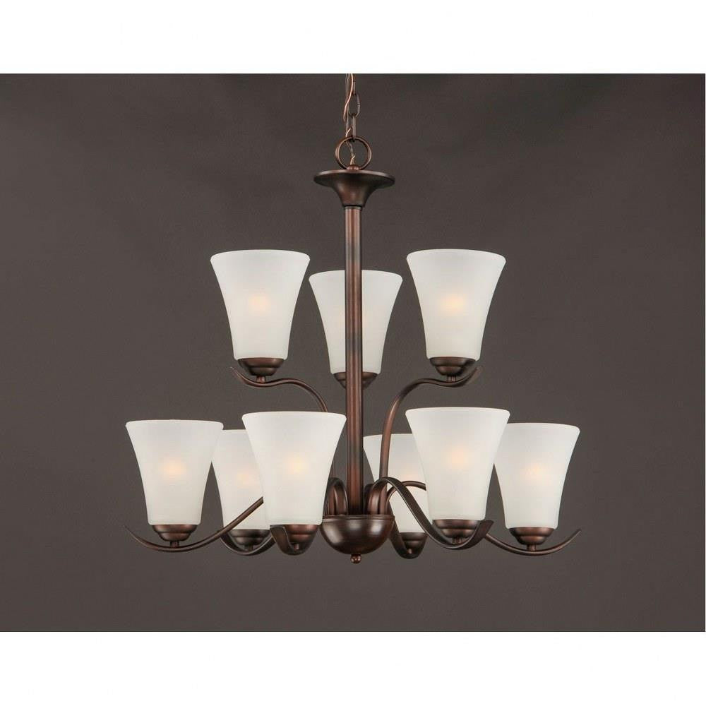 Maxim Lighting 12076FTOI Vital 9 Light Chandelier in Oil Rubbed Bronze with Frosted Glass Shades