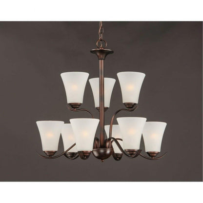 Maxim Lighting 12076FTOI Vital 9 Light Chandelier in Oil Rubbed Bronze with Frosted Glass Shades