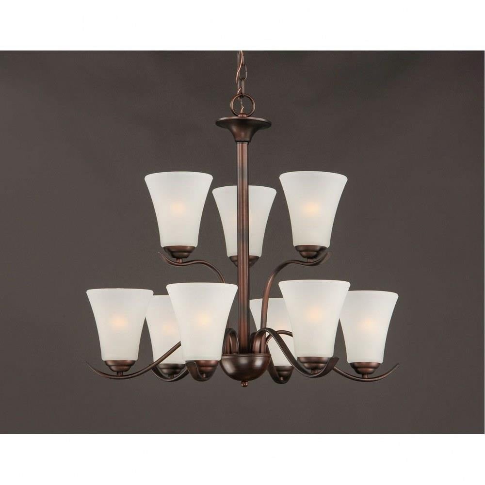 Maxim Lighting 12076FTSN Vital 9 Light Chandelier with Frosted Glass Shades - Dark Background