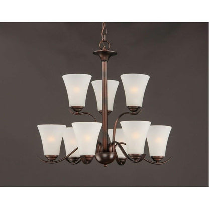 Maxim Lighting 12076FTSN Vital 9 Light Chandelier with Frosted Glass Shades - Dark Background
