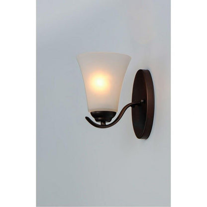 Maxim Lighting 12081FTSN Vital 1 Light Wall Sconce Oil Rubbed Bronze illuminated on wall