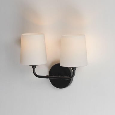 Maxim Lighting 12092SWSN Bristol 2 Light Wall Sconce Side Angle - Lit View