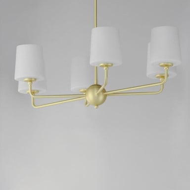 Maxim Lighting 12096SWSBR Bristol 6 Light Chandelier Satin Brass Angle View