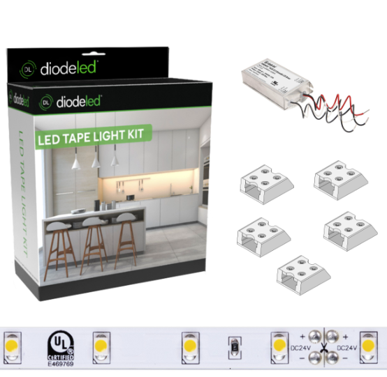 Diode LED DI-KIT-24V-BC1ODBELV60-4000 16.4ft Blaze 100+ Lumen Per Ft LED Tape Light Kit, Color Temperature 4000K, Voltage 24V