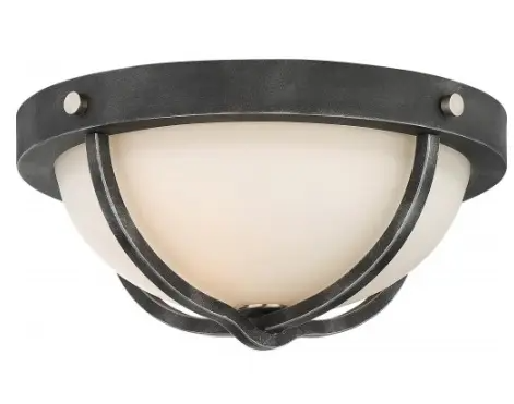 Nuvo 60-6126 Sherwood Flush Mount Light Fixture, Iron Black w/ Brushed Nickel Accents