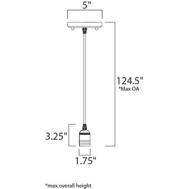 Maxim Lighting 12121BKAB Early Electric Mini Pendant Dimensions Diagram