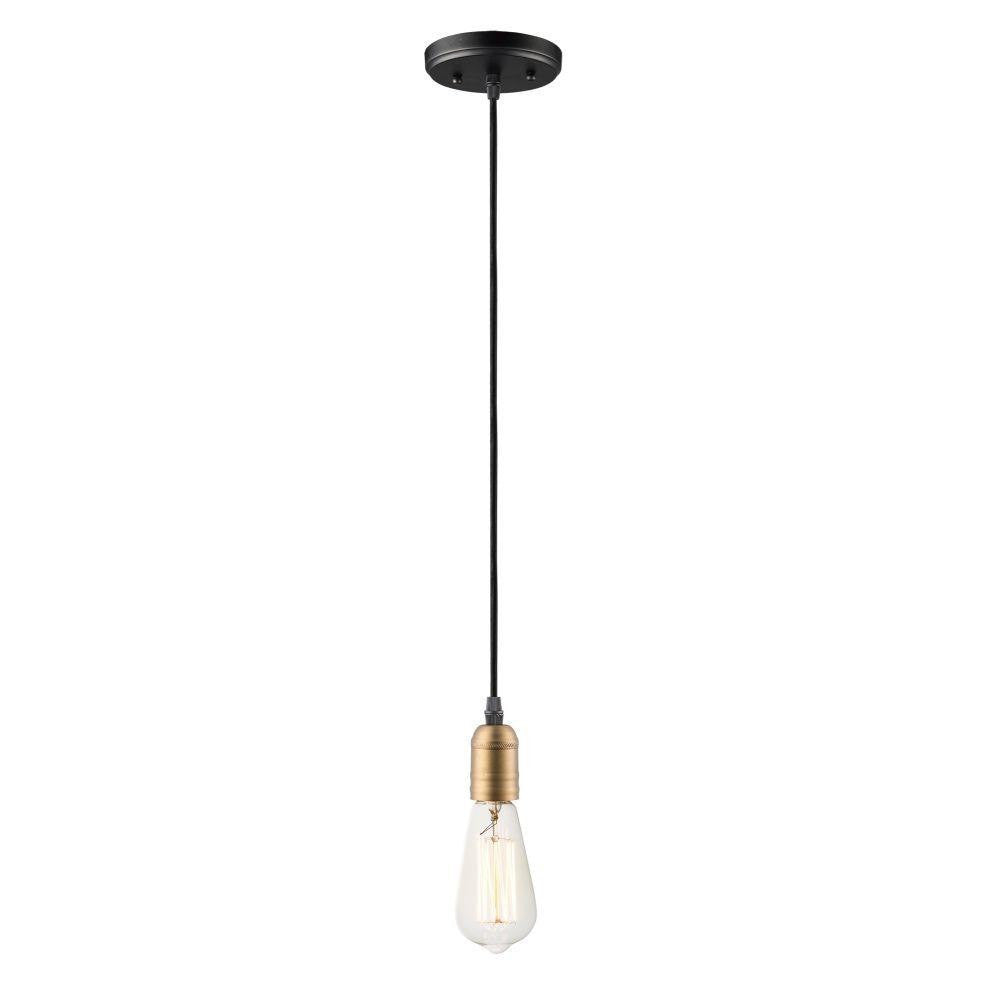 Maxim Lighting 12121BKAB Early Electric 1 Light Mini Pendant Full View in Black/Antique Brass