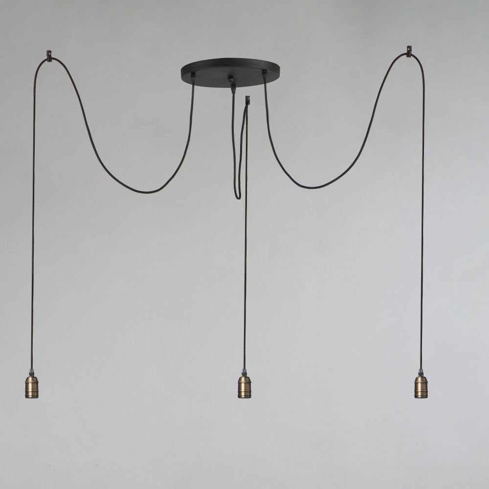 Maxim Lighting 12123BKAB Early Electric 3 Light Black/Antique Brass Swag Pendant Ceiling Light