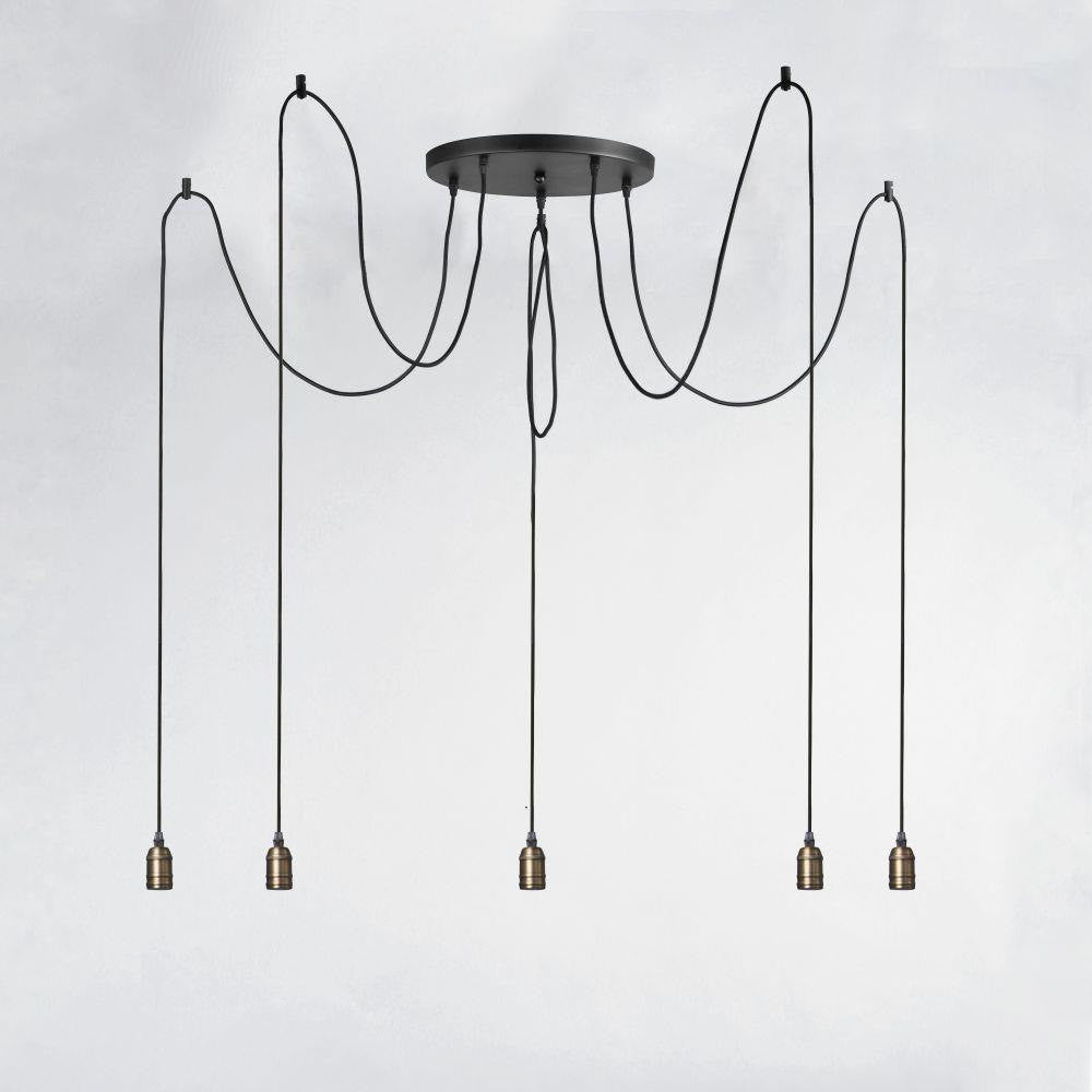 Maxim Lighting 12125BKAB Early Electric 5 Light Black and Antique Brass Cluster Swag Pendant without Bulbs