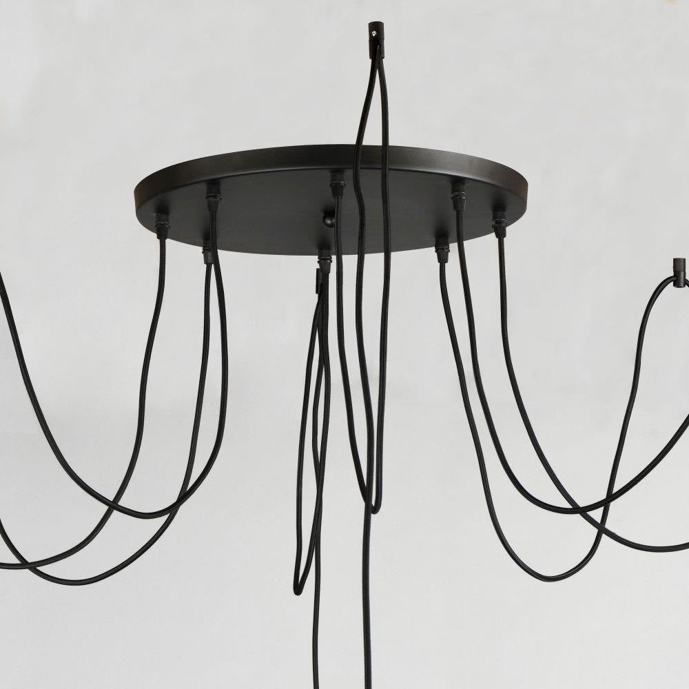 Maxim Lighting 12128BKAB Early Electric Black Canopy Close-Up Detail with 8 Cord Exits