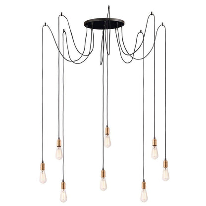 Maxim Lighting 12128BKAB Early Electric 8 Light Black/Antique Brass Cluster Pendant Ceiling Light with Edison Bulbs