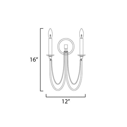 Maxim Lighting 12161GL/CRY Plumette Wall Sconce Dimension Diagram 16 Inch Height 12 Inch Width
