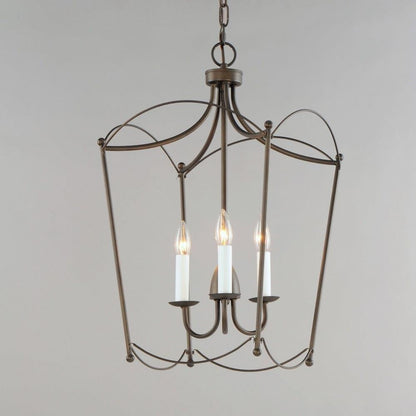 Maxim Lighting 12163GL Plumette 3 Light 14 Inch Gold Leaf Pendant Ceiling Light - angled close-up showing birdcage frame and candelabra arms