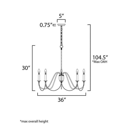 Maxim Lighting 12168CHB/CRY Plumette Chandelier Dimensions - 36 Inch Width 30 Inch Height