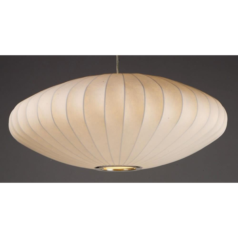 Maxim Lighting 12190WTPC Cocoon Pendant Close-Up View of White Fiberglass Shade and Polished Chrome Detail