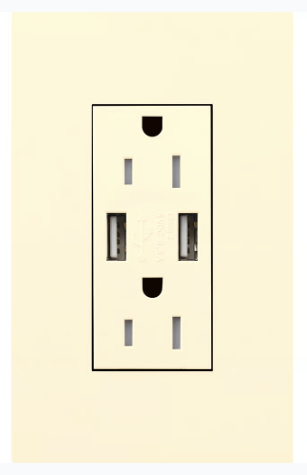 Lutron LTR-F15-ACTR-BE New Architectural Series 15-Amp Tamper Resistant Electrical Receptacle, Type-A/Type-C USB, Beige Finish