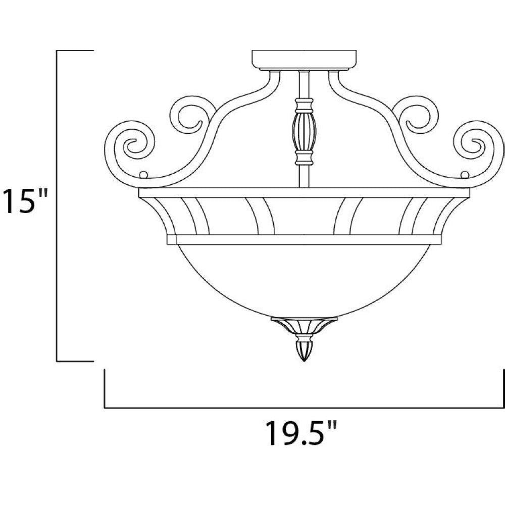 Maxim Lighting 12201FIOI Manor Semi-Flush Mount Ceiling Light Dimensions - 19.5 Inch Wide by 15 Inch Height