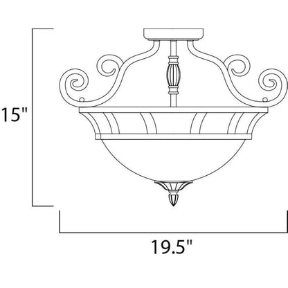 Maxim Lighting 12201FIOI Manor Semi-Flush Mount Ceiling Light Dimensions - 19.5 Inch Wide by 15 Inch Height