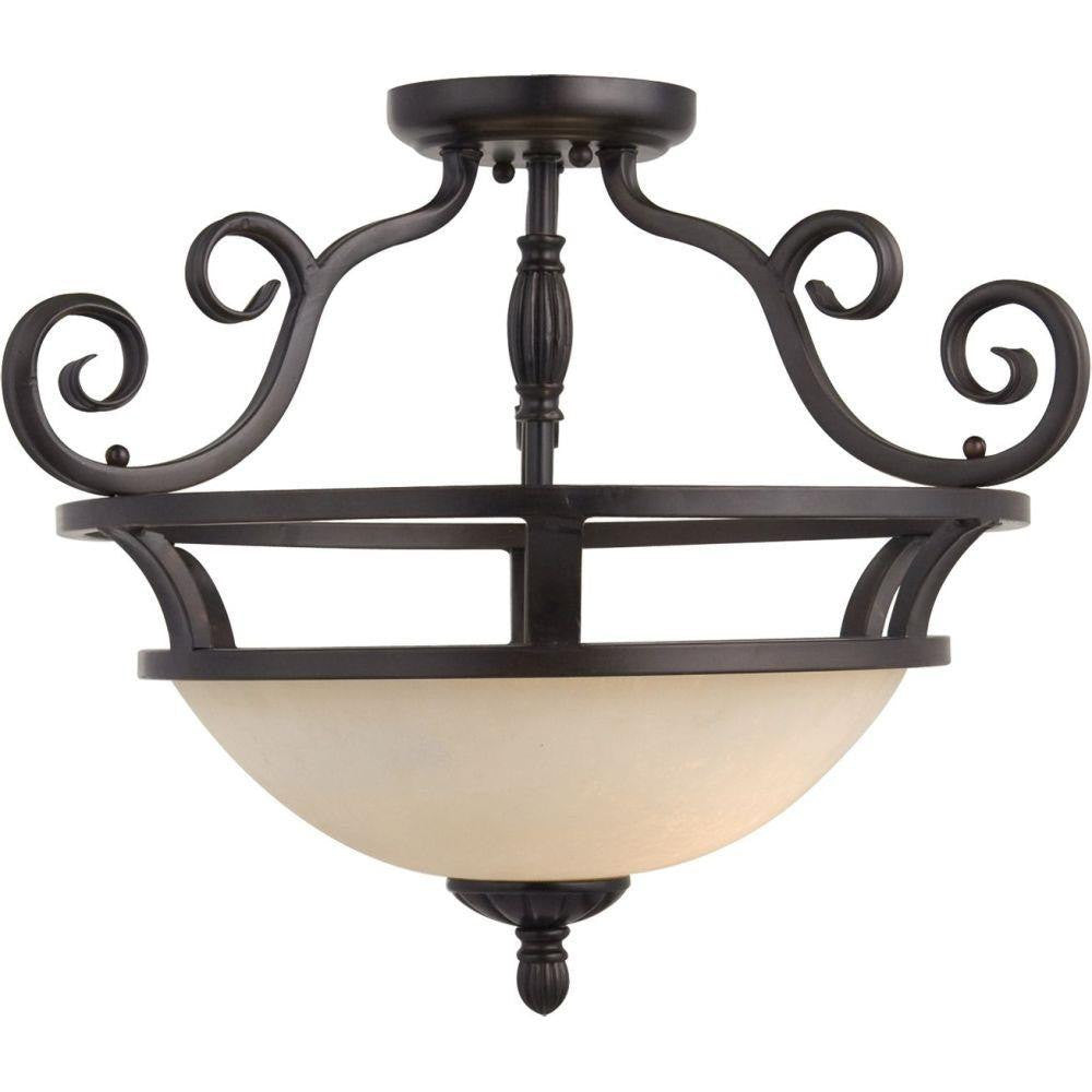 Maxim Lighting 12201FIOI Manor 2 Light 19.5 Inch Oil Rubbed Bronze Semi-Flush Mount Ceiling Light