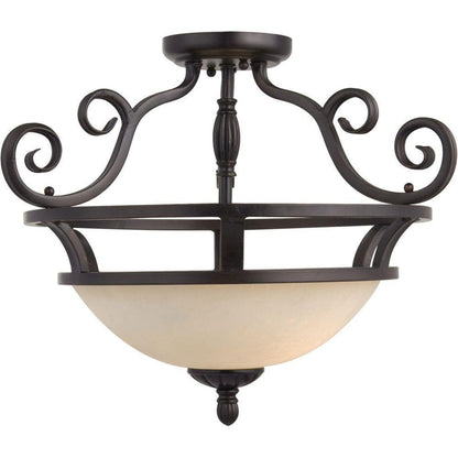 Maxim Lighting 12201FIOI Manor 2 Light 19.5 Inch Oil Rubbed Bronze Semi-Flush Mount Ceiling Light