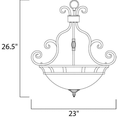 Maxim Lighting 12202FIOI Manor Pendant Ceiling Light Dimensions 23 inch Wide by 26.5 inch High
