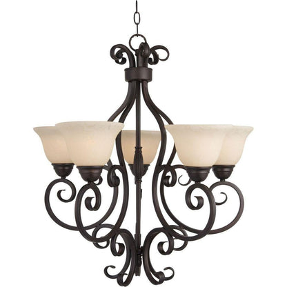 Maxim Lighting 12205FIOI Manor 5 Light Oil Rubbed Bronze Chandelier with Frosted Ivory Glass Shades