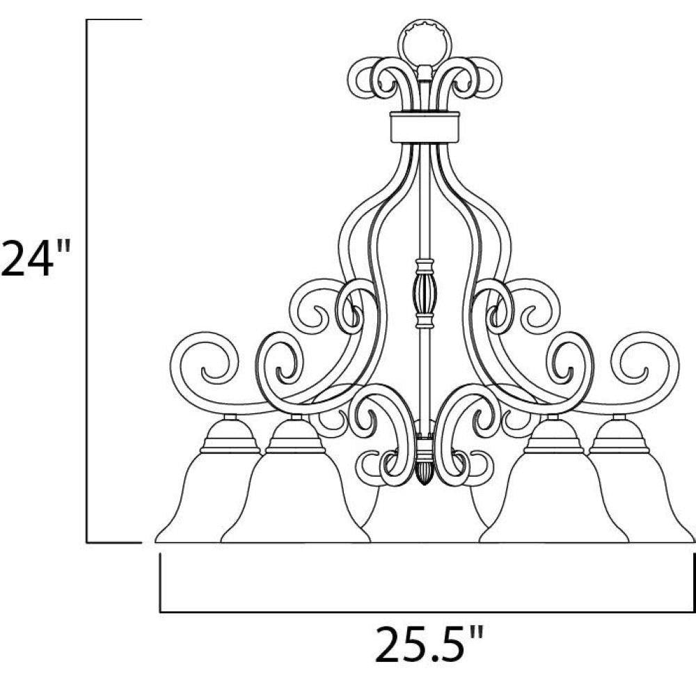 Maxim Lighting 12206FIOI Manor 5 Light Chandelier Dimensions 25.5 inch Wide by 24 inch Tall