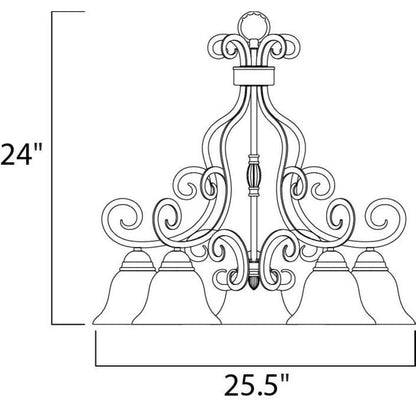 Maxim Lighting 12206FIOI Manor 5 Light Chandelier Dimensions 25.5 inch Wide by 24 inch Tall
