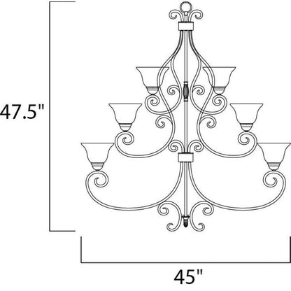 Maxim Lighting 12209FIOI Manor Chandelier Dimensions - 45 Inches Wide by 47.5 Inches High