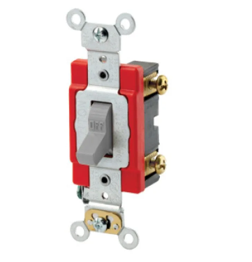 Leviton 1221-2GY Toggle Switch, 20 Amp, 120/277 Volt, Gray Finish