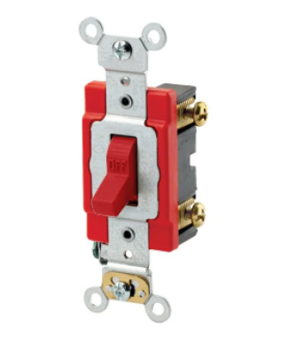 Leviton 1221-2R Toggle Switch, 20 Amp, 120/277 Volt, REd Finish