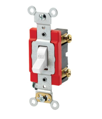 Leviton 1221-2W Toggle Switch, 20 Amp, 120/277 Volt, White Finish