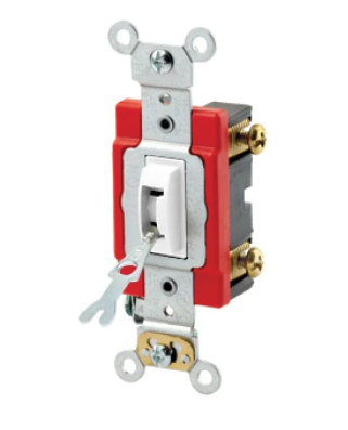 Leviton 1221-2WL Toggle Switch, 20 Amp, 120/277 Volt, White Finish