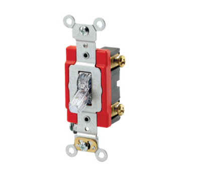 Leviton 1221-7PC Toggle Switch, 20 Amp, 277 Volt, Clear Finish