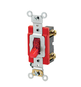 Leviton 1221-7PR Toggle Switch, 20 Amp, 277 Volt, Red Finish