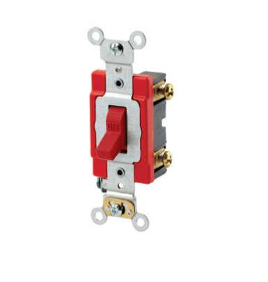 Leviton 1221-LHR Toggle Switch, 20 Amp, 120 Volt, Red Finish