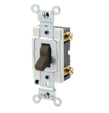 Leviton 1221-S Toggle Switch, 20 Amp, 120/277 Volt, Brown Finish