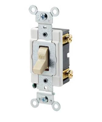 Leviton 1221-SI Toggle Switch, 20 Amp, 120/277 Volt, lvory Finish