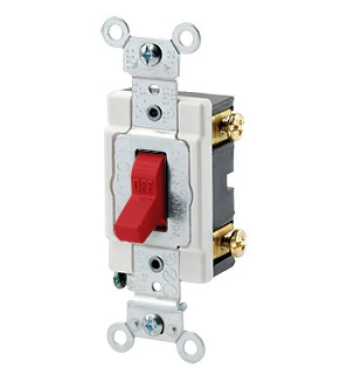 Leviton 1221-SR Toggle Switch, 20 Amp, 120/277 Volt, Red Finish