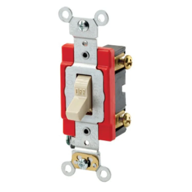Leviton 1222-2I Toggle Switch, 20 Amp, 120/277 Volt, lvory Finish