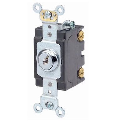 Leviton 1222-2KL Key Locking Double-Pole AC Quiet Switch, 20 Amp, 120/277 Volt, Chrome Finish